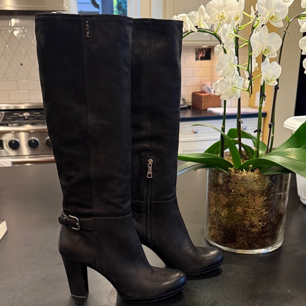 Prada Black Heeled Boots
